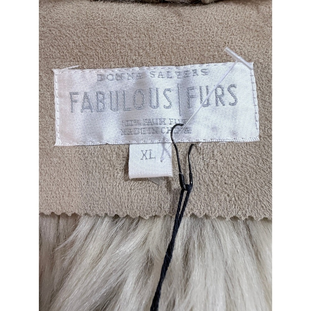 NWT‎ Donna Salyers Fabulous Furs Sand Faux Suede Fur Trim Draped Coat XL NEW - Picture 3 of 13